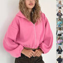 Casual Solid Color Hooded Short Jacket Y2K Fashion