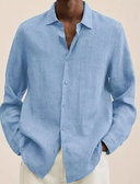 New Solid Color Long Sleeve Shirt Casual Stand