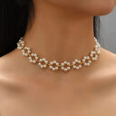 Ins Pearl Flowers Necklace Women's Clavicle Chain Jewelry