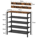 4-tier Shoe Rack With Grid Wooden Rustic Foyer