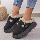Fashion Thick-soled Plush Buckle Cotton Slippers Winter Indoor