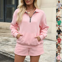Casual Sweatshirt Suits Lapel Zipper Long Sleeve Top