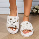 Christmas Plush Slippers Fashion Open-toed Home Slipper Indoor