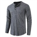 Classic Waffle Henley Tshirt Men New Crew Neck