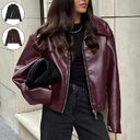 Solid Color Lapel Zipper Jacket Fashion Casual Long
