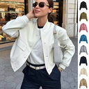 Casual Single-breasted Stand Collar Short Jacket With Pockets