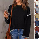 Solid Round Neck Pullover Sweater Autumn And Winter