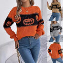 Halloween Pumpkin Pullover Sweater Fashion Long Sleeve Knitted