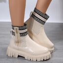 Fashion Mid-tube Boots With Zipper Design Non-slip Thick