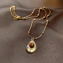 Amber Stone Necklace Retro Irregular Clavicle Chain Sweater