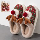 Cute Christmas Elk Plush Slippers Winter Ins Fashion