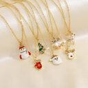 Christmas Tree Santa Claus Elk Snowman Oil-drop Necklace