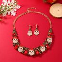 3pcs Christmas Necklace Earrings Set With Colored Rhinestones