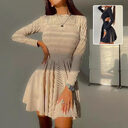 Y2K Long-sleeved Dress With Hollow Design Fashion Solid