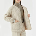 New Rhombus Sewing Cotton Coat Winter Warm Round-neck