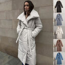 Fashion Large Lapel Long Coat Winter Warm Cotton