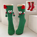 Cute Cartoon Christmas Socks Solid Cotton Middle-tube