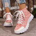 Rose-printed Lace-up Boots Fashion Breathable Canvas Shoes Sports