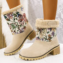 Flowers Embroidered Snow Boots Ethnic Style Platform Thick