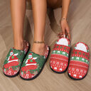 Christmas Snowman Elk Santa Claus Print Slippers Winter