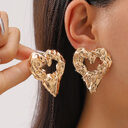 New Pleated Lava Hollow Heart-shaped Earrings Personality Exaggerated