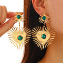 Bohemian Sunflower Heart-shaped Earrings With Rhinestone Exaggerated Personality