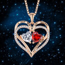 S925 Silver Double Love Necklace With Rhinestones Fashion