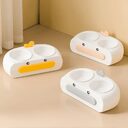 Duck Design Pet Double Bowl Plastic Kitten Dog