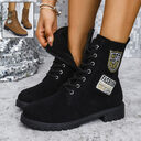 Fashion Lace-up Chunky Heels Boots Winter Round Toe