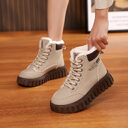 Ins Lace-up Snow Boots Winter Warm Fleece Flat
