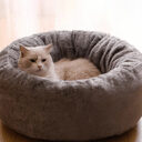 Pet Dog Bed Long Plush Donut Round Kennel