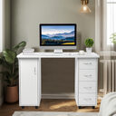White 120X54X81cm One Door Four Drawers Computer Desk