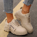 Lace-up Sports Shoes With Side-Zipper Design Fashion Thick-soled