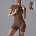 Summer Zipper Short-sleeved Shorts Jumpsuit Yoga Fitness Dance