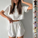 2pcs Casual Hollow Suit With Short-sleeved Crop Top
