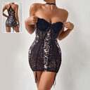 Sexy Leopard Lace Tube Top Dress Ins Fashion