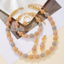 5Pcs Fashionable Metallic Beaded Necklaces Two Color Gold