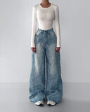 Irregular Rhinestone Jeans