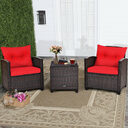 3 Pieces Rattan Patio Furniture Set With Washable