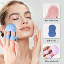 2PC Face Scrubber Mini Facial Brush Silicone Wash