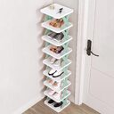 1Pc 9Tier Narrow Entryway Shoe Rack For Entrydoor Plastic Vertical Shoe Organizer Space Saving Free Standing Shoes Storage Shelf Closet Hallway