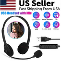 USB Headset Headphone With Microphone Noise Cancelling