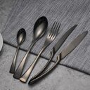4PCS Set Black Stainless Steel Cutlery Korean Dinnerware