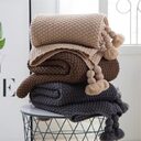 Nordic fringed knit ball blanket wool office air
