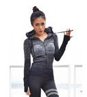 Zipper hooded Women's Yoga Shirts Long Sleeve Top