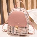 Ladies Check Lock Small Backpack One Shoulder Diagonal