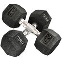 2x6kg Hex Dumbbells Set Rubber Weight Lifting Equipment