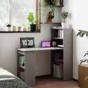 Compact Computer Desk With 6-Tier Storage Shelves