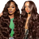 Wig Human Hair Lace Front 13x4 High-Definition Brown