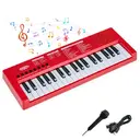 Red 37 Keys Kids Electronic Keyboard With Microphone